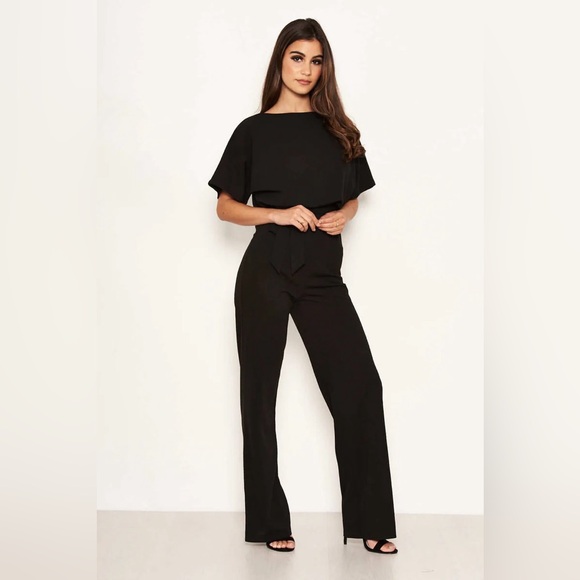 NWT ASOS - AX Paris tie waist jumpsuit - black - Picture 3 of 10